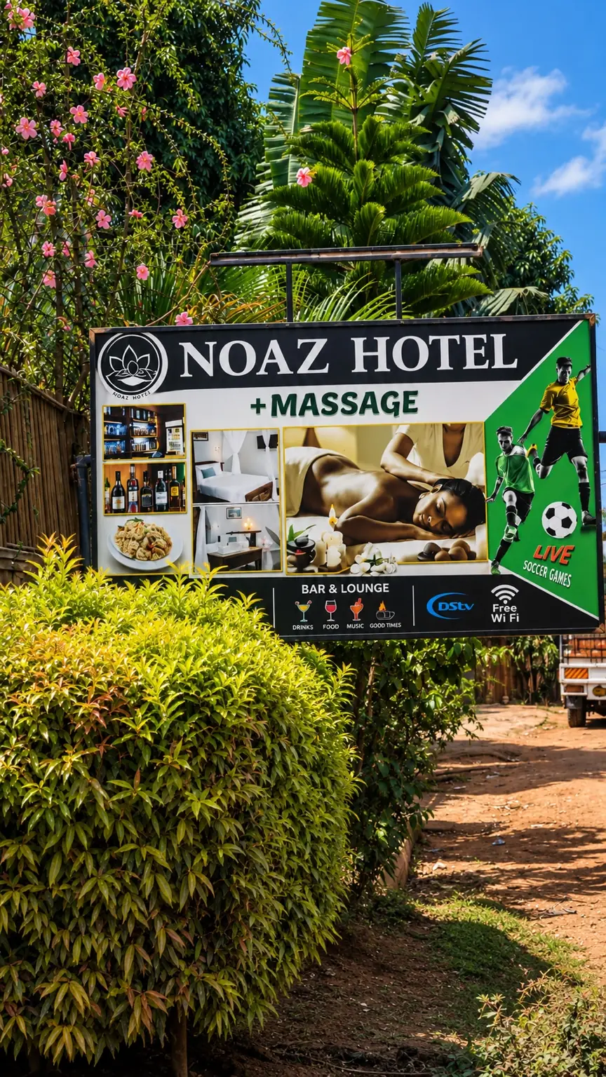 NOAZ Hotel Kampala entrance sign